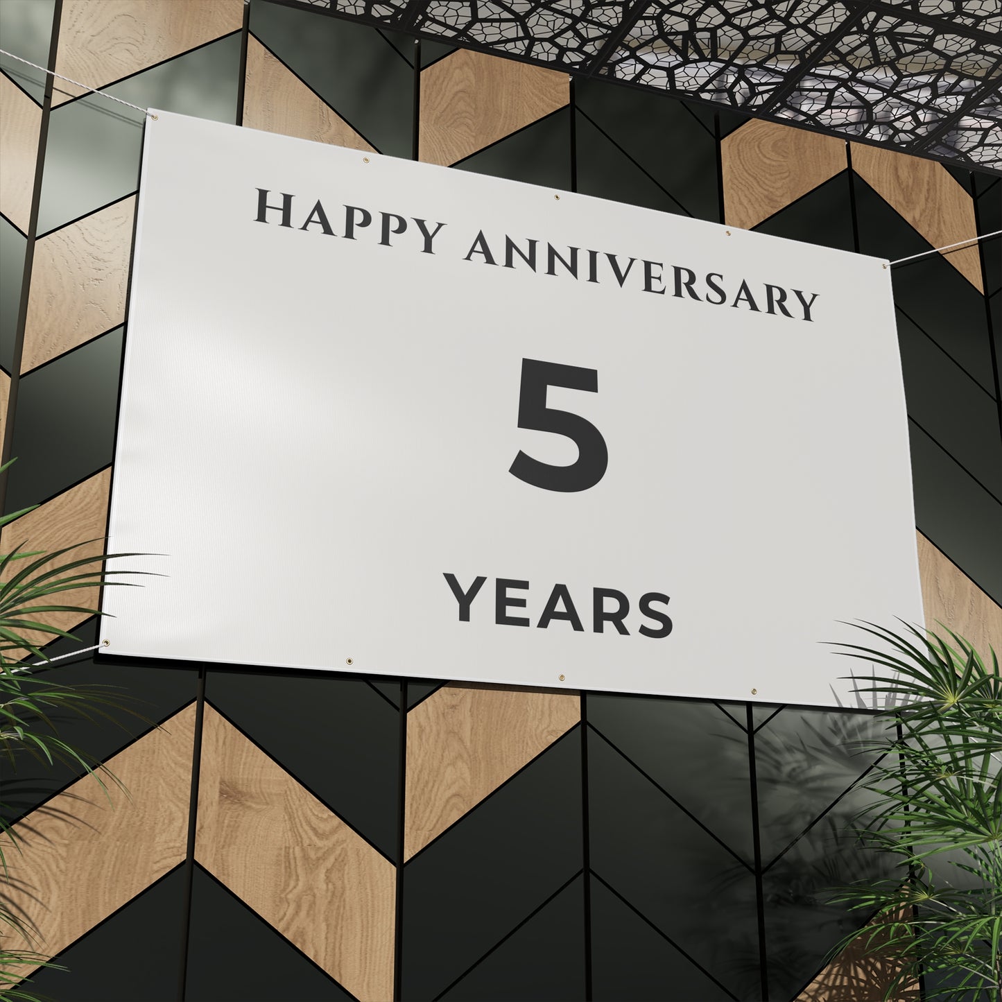 Happy 5th Anniversary Banner for House – Outdoor 96x60 Vinyl Yard Banner