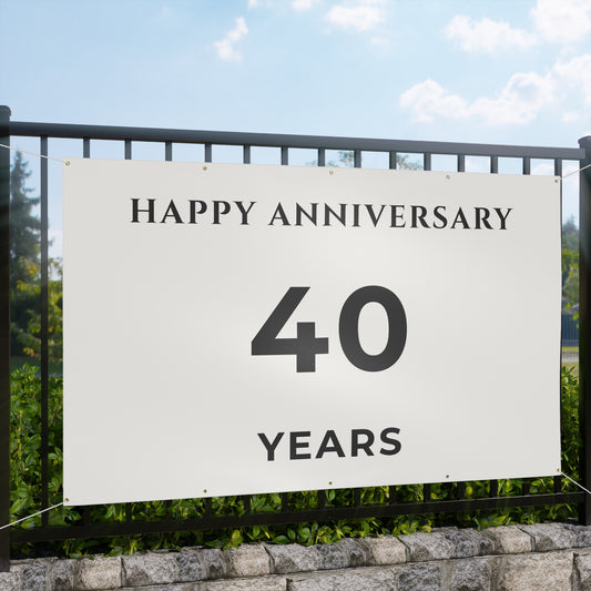 Happy 40th Anniversary Banner for House – Outdoor 96x60 Vinyl Yard Banner