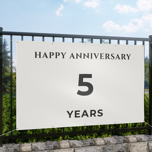 Happy 5th Anniversary Banner for House – Outdoor 96x60 Vinyl Yard Banner