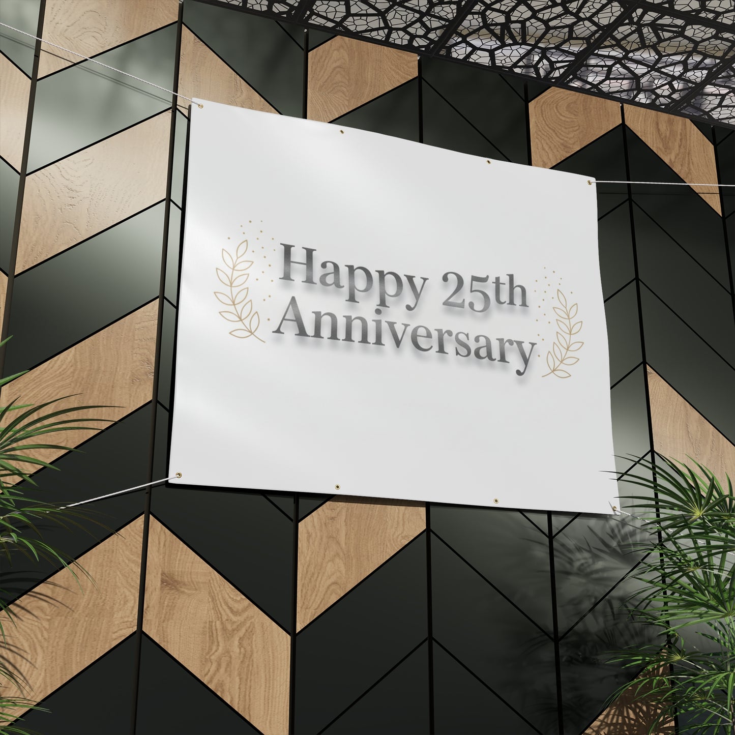 Elegant 25th Anniversary Banner – Decorative Outdoor 96x60 Vinyl Celebration Banner
