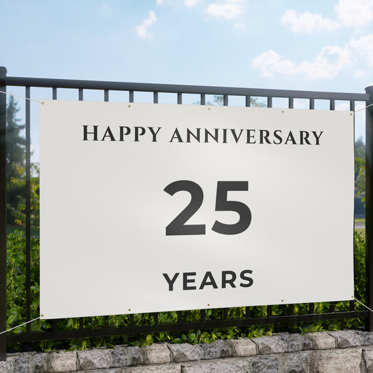 Happy 25th Anniversary Banner for House – Outdoor 96x60 Vinyl Yard Banner
