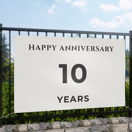 Happy 10th Anniversary Banner for House – Outdoor 96x60 Vinyl Yard Banner