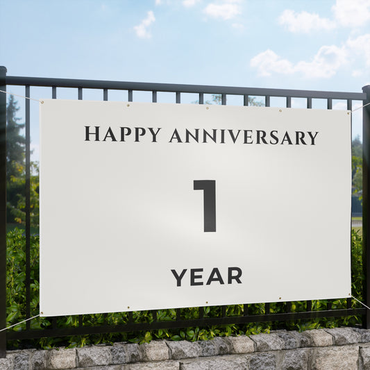 Happy 1st Anniversary Banner for House – Outdoor 96x60 Vinyl Yard Banner