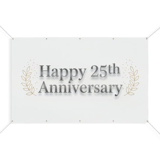 Elegant 25th Anniversary Banner – Decorative Outdoor 96x60 Vinyl Celebration Banner