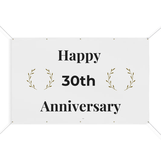Elegant 30th Anniversary Banner – Decorative Outdoor 96x60 Vinyl Celebration Banner