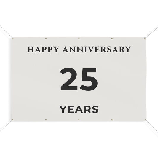 Happy 25th Anniversary Banner for House – Outdoor 96x60 Vinyl Yard Banner