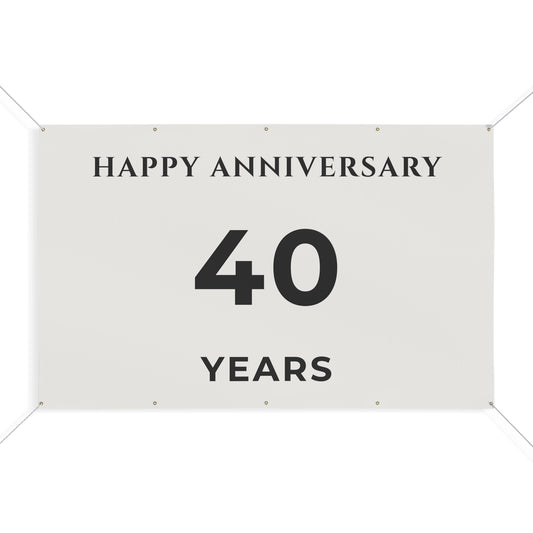 Happy 40th Anniversary Banner for House – Outdoor 96x60 Vinyl Yard Banner
