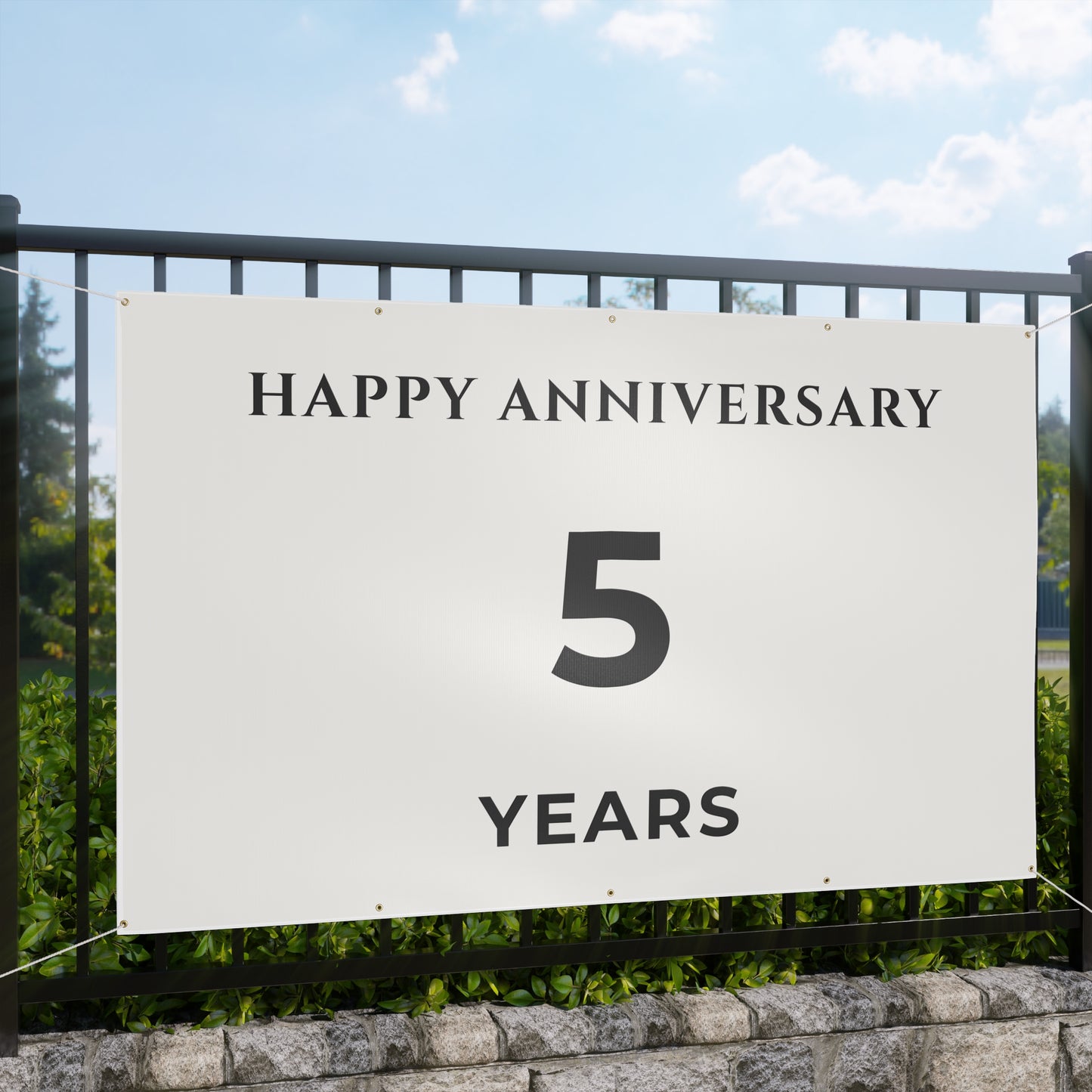 Happy 5th Anniversary Banner for House – Outdoor 96x60 Vinyl Yard Banner