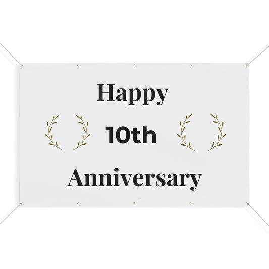 Elegant 10th Anniversary Banner – Decorative Outdoor 96x60 Vinyl Celebration Banner