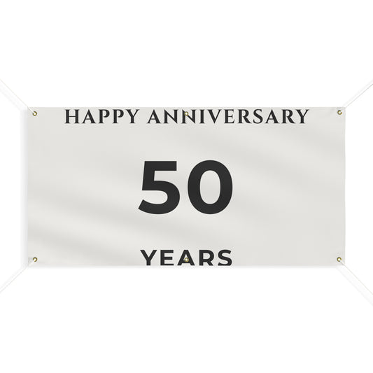 Happy 50th Anniversary Banner for House – Outdoor 96x60 Vinyl Yard Banner