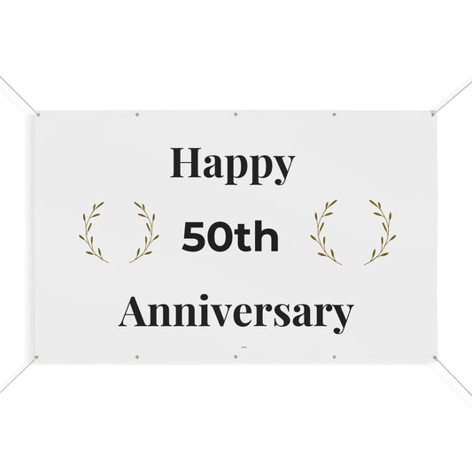 Elegant 50th Anniversary Banner – Decorative Outdoor 96x60 Vinyl Celebration Banner